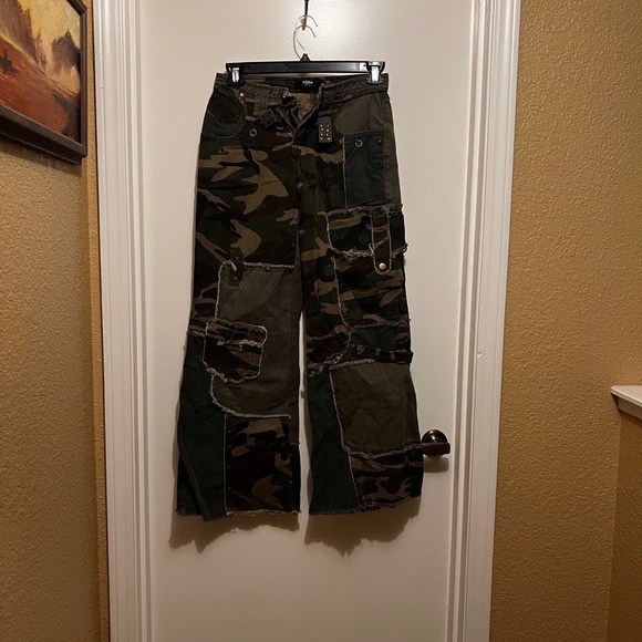 Jaded London Pants - Jaded London Green and Brown Patchwork Pants